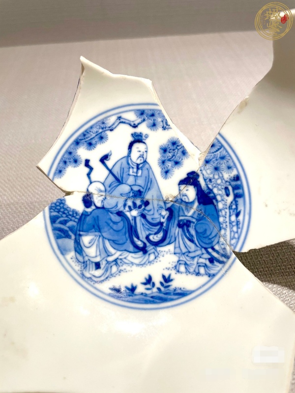 古玩陶瓷青花八仙碗殘器真品鑒賞圖