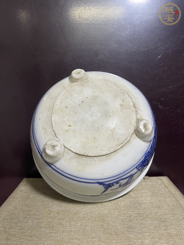 古玩陶瓷青花山水人物紋香爐真品鑒賞圖