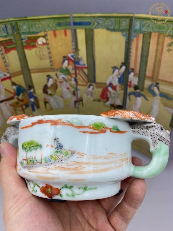 古玩陶瓷人物紋福在眼前雙耳洗真品鑒賞圖