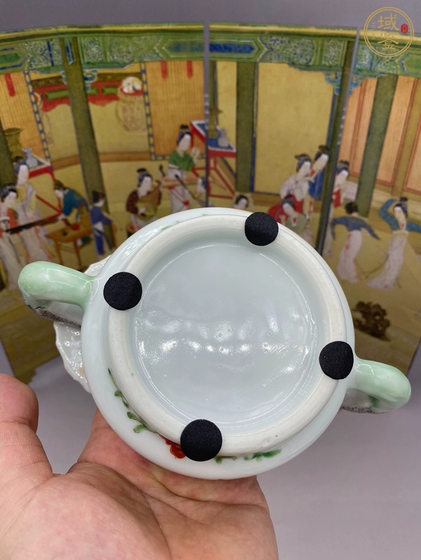 古玩陶瓷人物紋福在眼前雙耳洗真品鑒賞圖