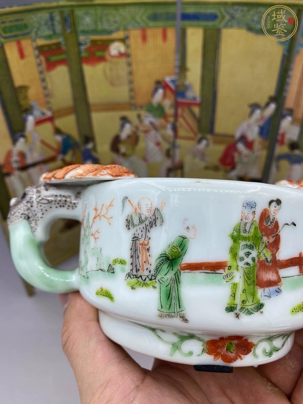 古玩陶瓷人物紋福在眼前雙耳洗真品鑒賞圖