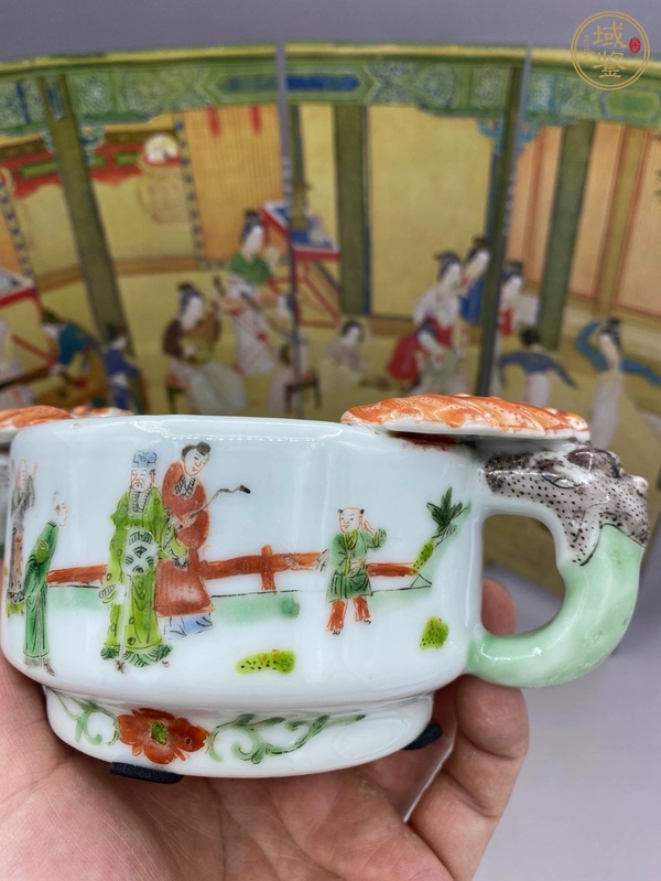 古玩人物紋福在眼前雙耳洗真品鑒賞圖