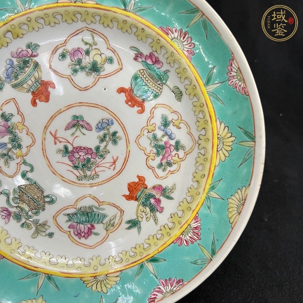 古玩陶瓷粉彩提籃花卉紋折腰盤真品鑒賞圖