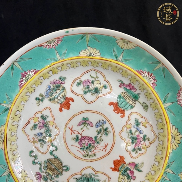古玩陶瓷粉彩提籃花卉紋折腰盤真品鑒賞圖