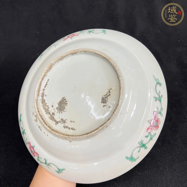 古玩陶瓷粉彩提籃花卉紋折腰盤真品鑒賞圖
