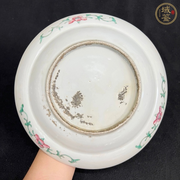 古玩陶瓷粉彩提籃花卉紋折腰盤真品鑒賞圖