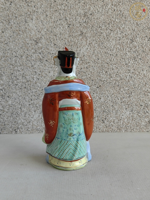 古玩陶瓷粉彩財神造像真品鑒賞圖