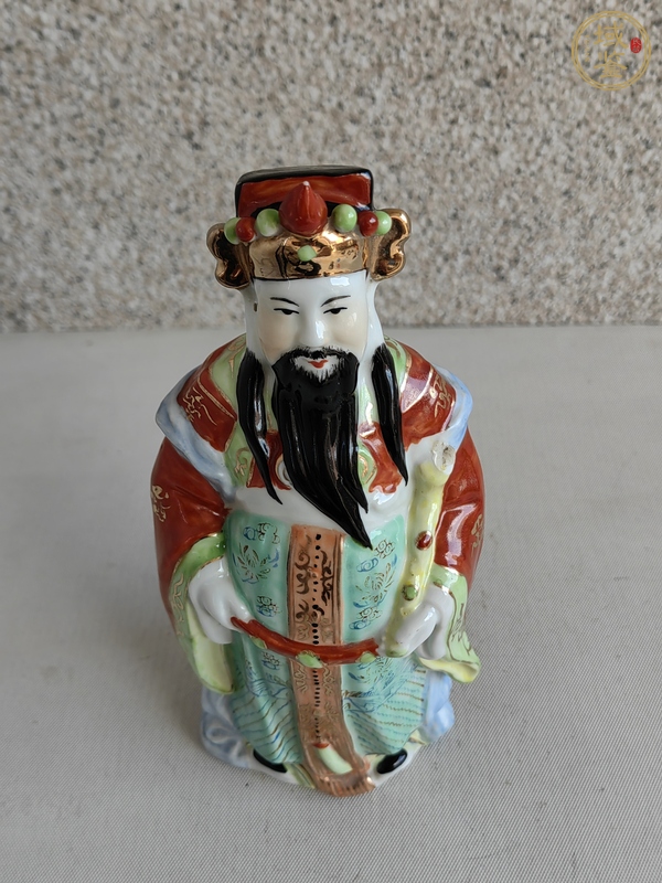 古玩陶瓷粉彩財神造像真品鑒賞圖