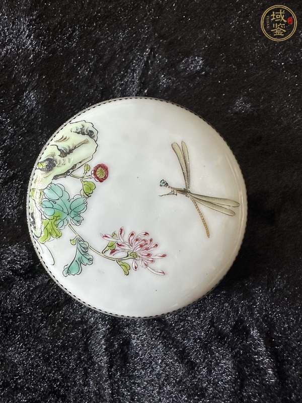 古玩菊花蜻蜓粉彩印泥盒真品鑒賞圖