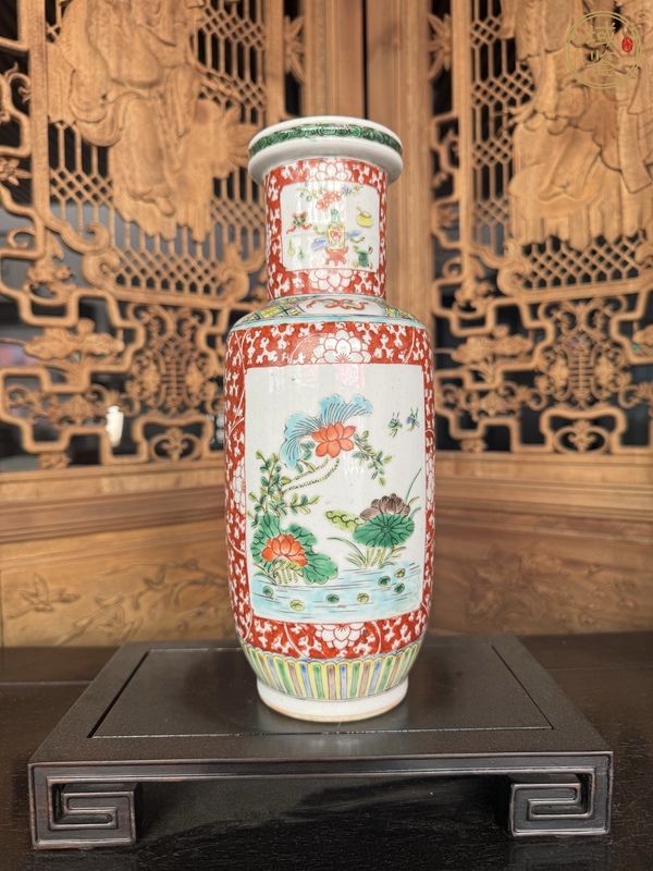古玩陶瓷清晚期 五彩花鳥紋棒槌瓶真品鑒賞圖