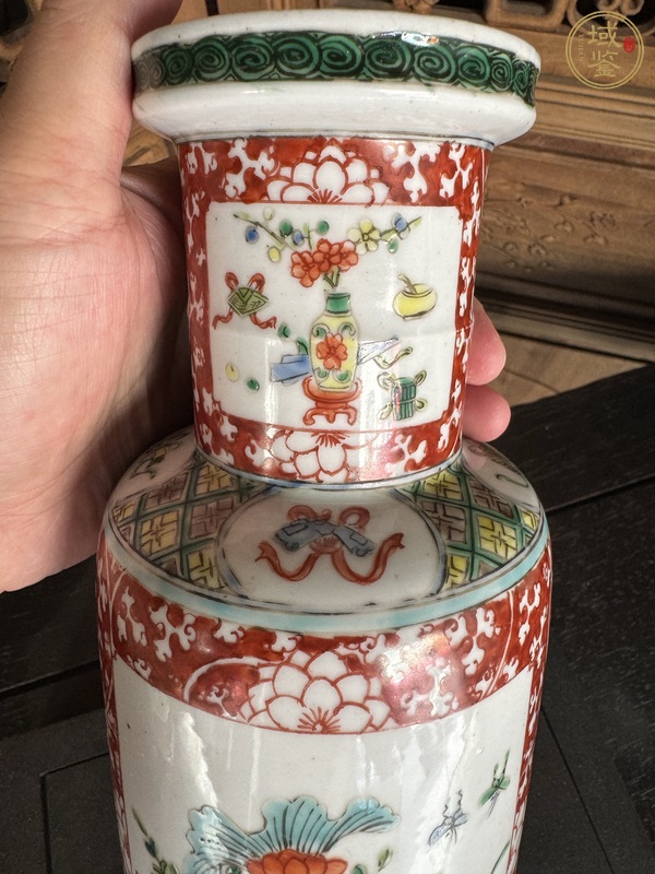 古玩陶瓷清晚期 五彩花鳥紋棒槌瓶真品鑒賞圖