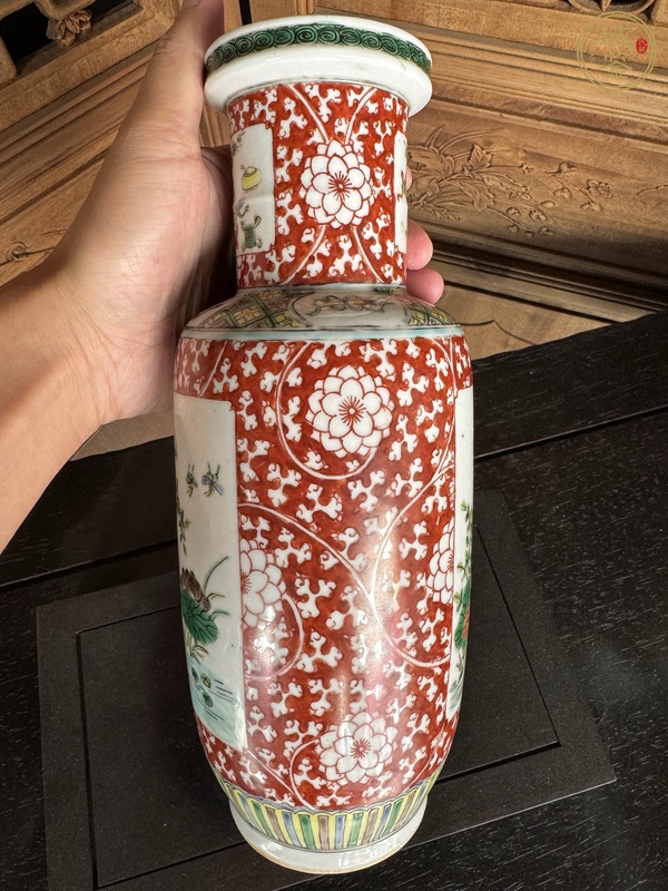 古玩陶瓷清晚期 五彩花鳥紋棒槌瓶真品鑒賞圖