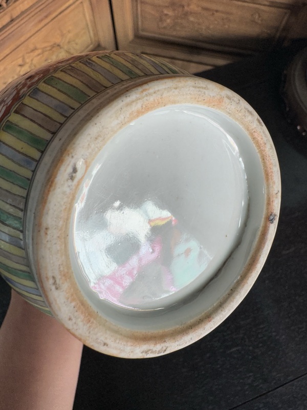 古玩陶瓷清晚期 五彩花鳥紋棒槌瓶拍賣，當前價格7500元
