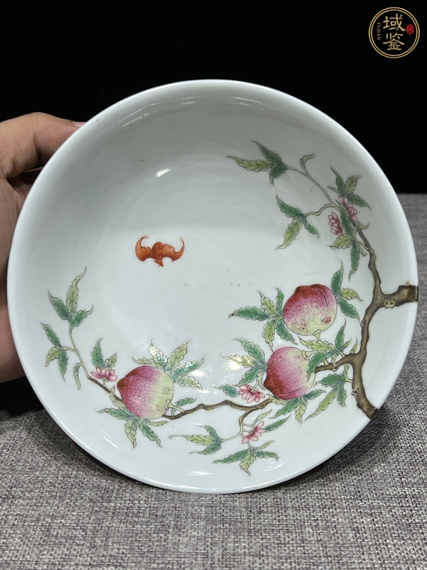 古玩粉彩壽桃紋大碗真品鑒賞圖