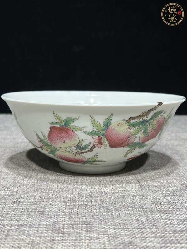 古玩陶瓷粉彩壽桃紋大碗真品鑒賞圖