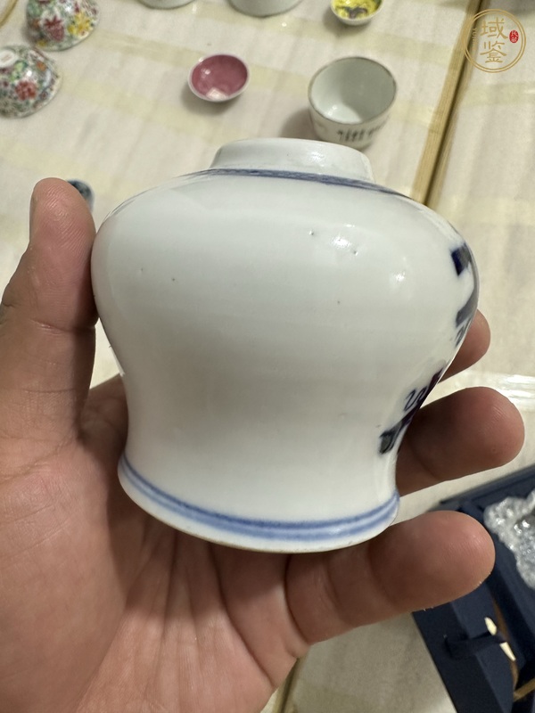 古玩陶瓷青花博古紋天字罐真品鑒賞圖