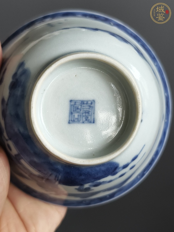 古玩陶瓷通景山水紋茶圓真品鑒賞圖