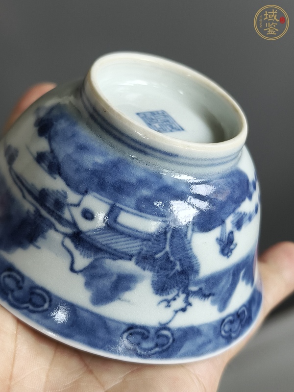 古玩陶瓷通景山水紋茶圓真品鑒賞圖
