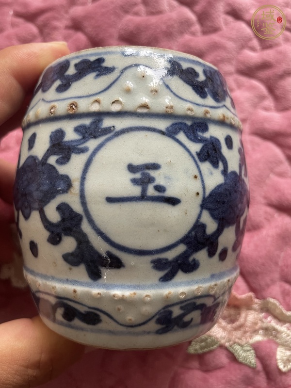 古玩陶瓷吉語(yǔ)紋青花香蹲真品鑒賞圖