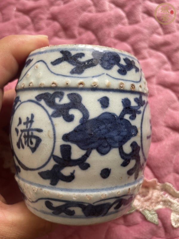 古玩陶瓷吉語(yǔ)紋青花香蹲真品鑒賞圖