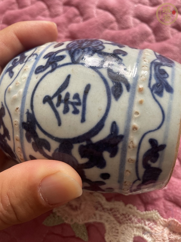 古玩陶瓷吉語(yǔ)紋青花香蹲真品鑒賞圖