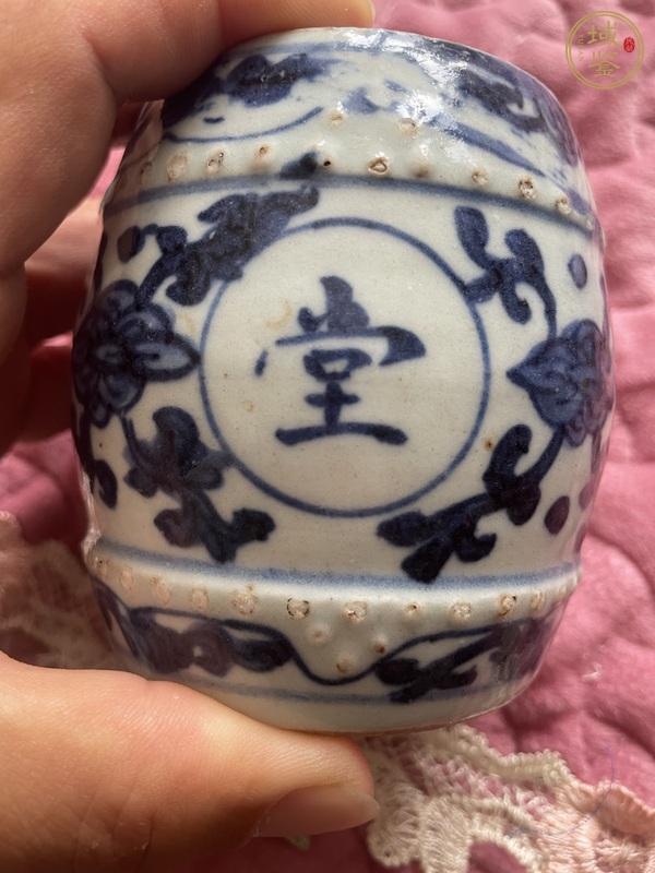 古玩陶瓷吉語(yǔ)紋青花香蹲真品鑒賞圖