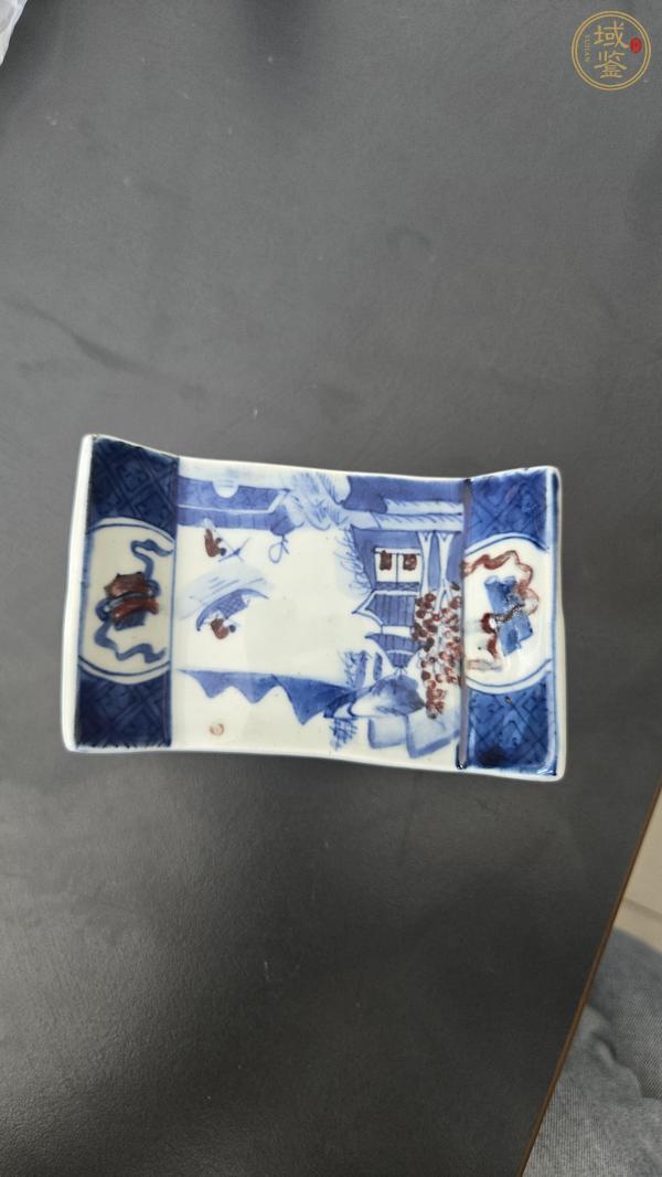 古玩陶瓷青花釉里紅山水紋底座真品鑒賞圖