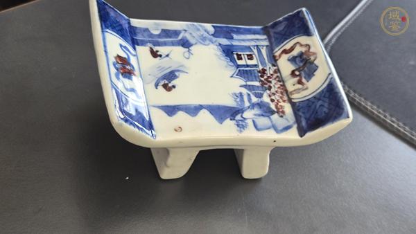 古玩陶瓷青花釉里紅山水紋底座真品鑒賞圖