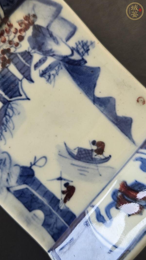 古玩陶瓷青花釉里紅山水紋底座真品鑒賞圖