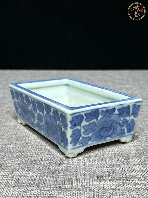 古玩陶瓷花卉紋青花水仙盆真品鑒賞圖