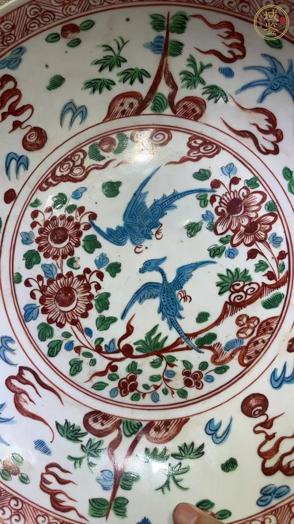 古玩陶瓷晚明漳州窯五彩大盤真品鑒賞圖