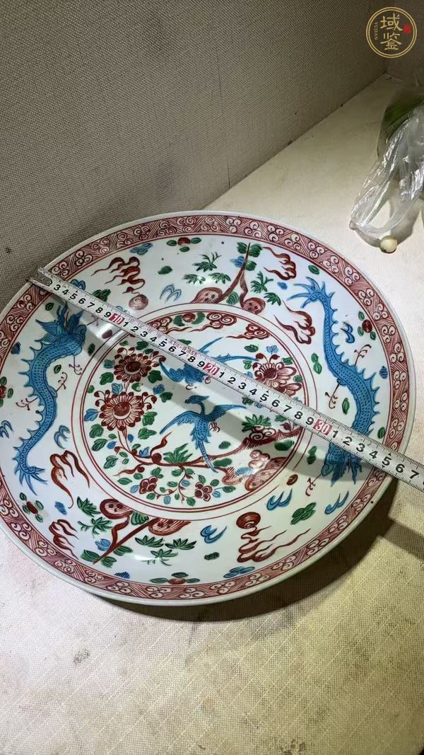 古玩陶瓷晚明漳州窯五彩大盤真品鑒賞圖