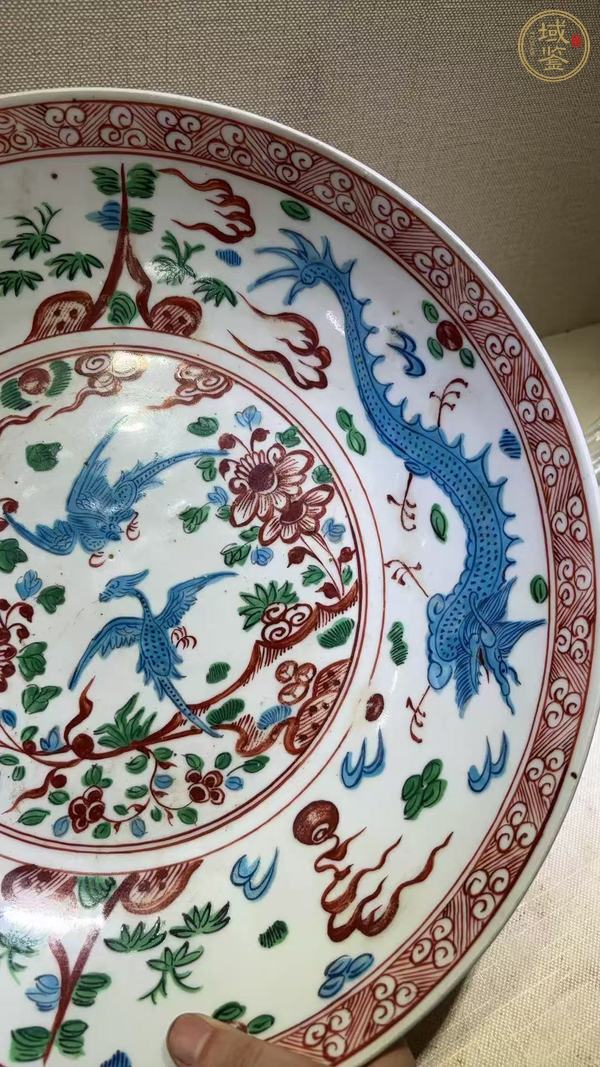 古玩陶瓷晚明漳州窯五彩大盤真品鑒賞圖