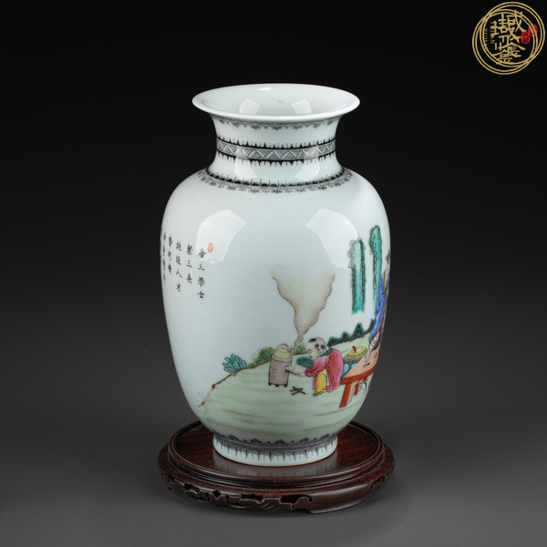 古玩陶瓷人物故事紋粉彩燈籠瓶真品鑒賞圖