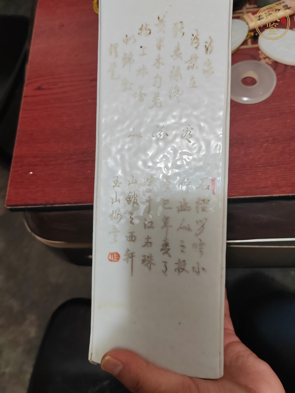 古玩陶瓷淺絳彩人物花鳥四方帽筒真品鑒賞圖