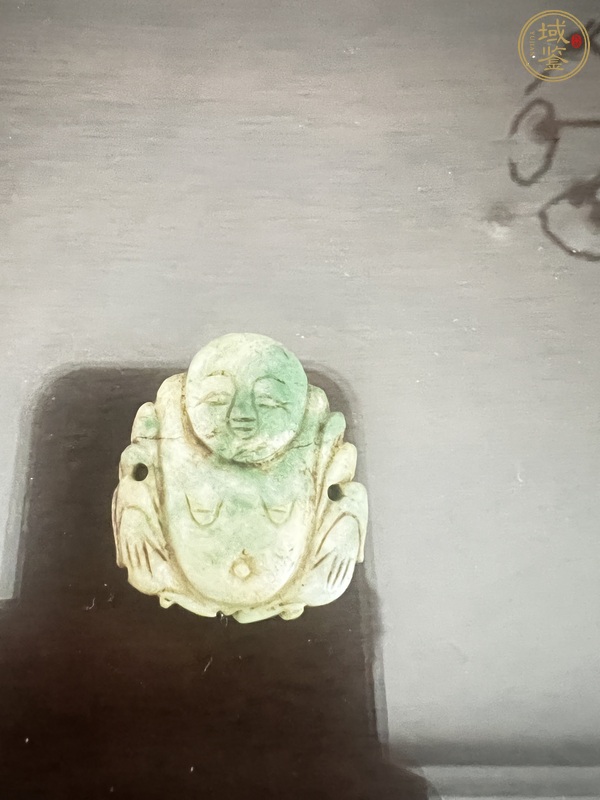 古玩玉器翡翠雕“佛公”帽飾真品鑒賞圖