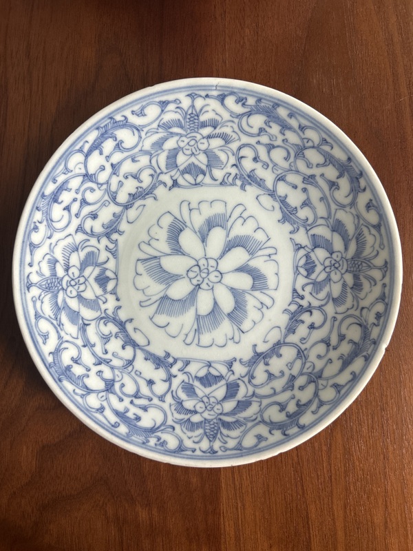 古玩轉賣清嘉慶青花花卉紋盤拍賣，當前價格1688元