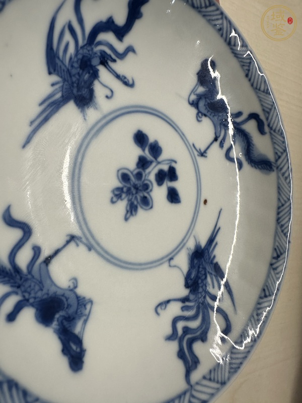 古玩陶瓷鳳紋青花盤真品鑒賞圖