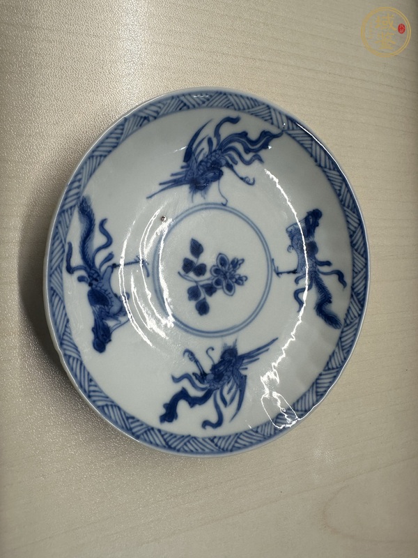 古玩陶瓷鳳紋青花盤真品鑒賞圖