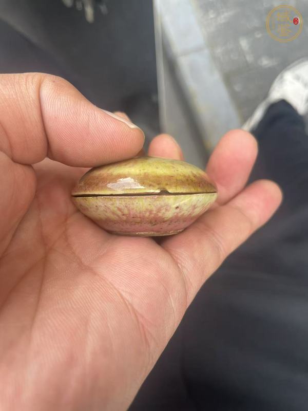古玩陶瓷豇豆紅釉印盒真品鑒賞圖