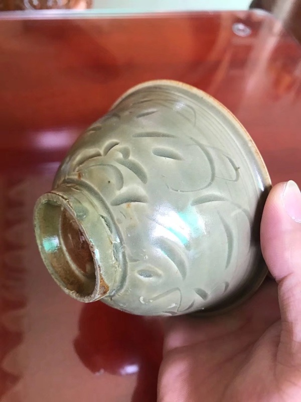 古玩陶瓷北宋耀州窯刻花亂刀牡丹碗拍賣(mài)，當(dāng)前價(jià)格23000元