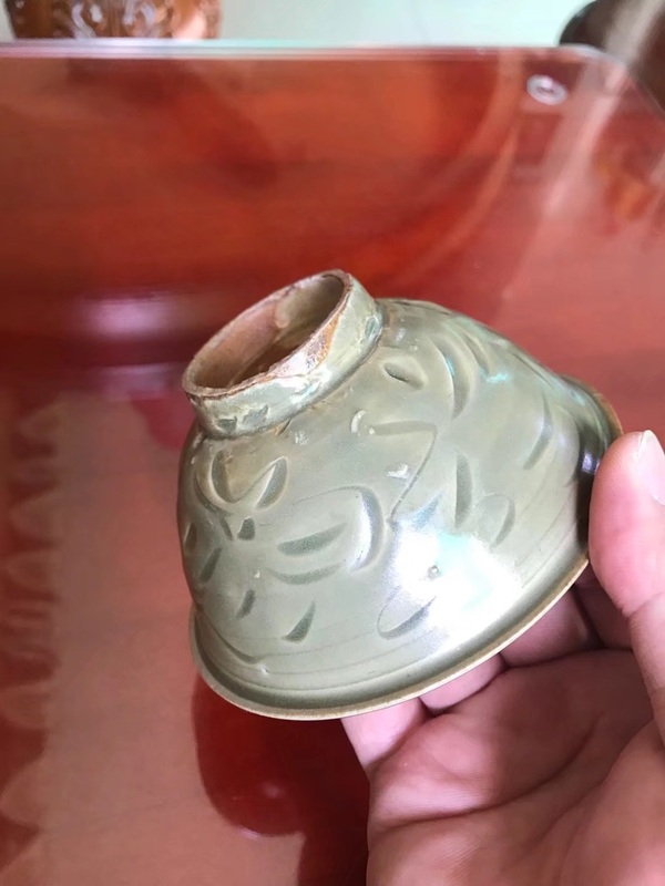 古玩陶瓷北宋耀州窯刻花亂刀牡丹碗拍賣(mài)，當(dāng)前價(jià)格23000元