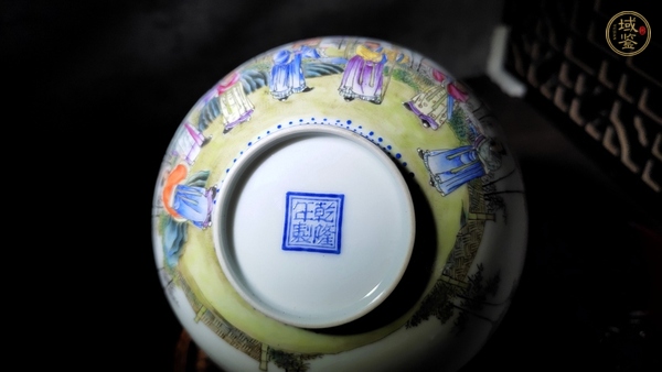 古玩陶瓷民國·粉彩仿琺瑯竹林七賢紋薄胎碗真品鑒賞圖