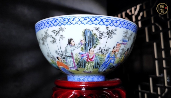 古玩民國·粉彩仿琺瑯竹林七賢紋薄胎碗真品鑒賞圖