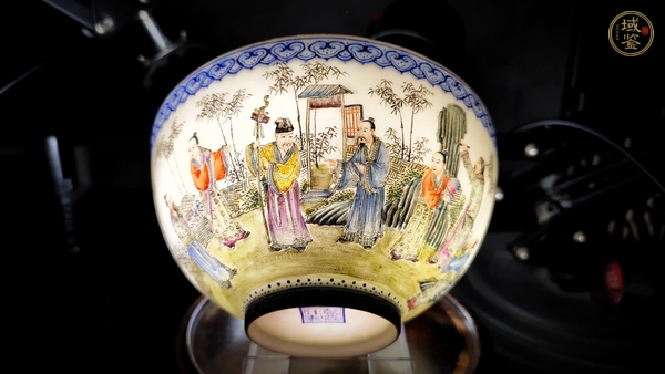 古玩陶瓷民國·粉彩仿琺瑯竹林七賢紋薄胎碗真品鑒賞圖