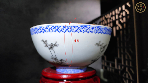 古玩陶瓷民國·粉彩仿琺瑯竹林七賢紋薄胎碗真品鑒賞圖