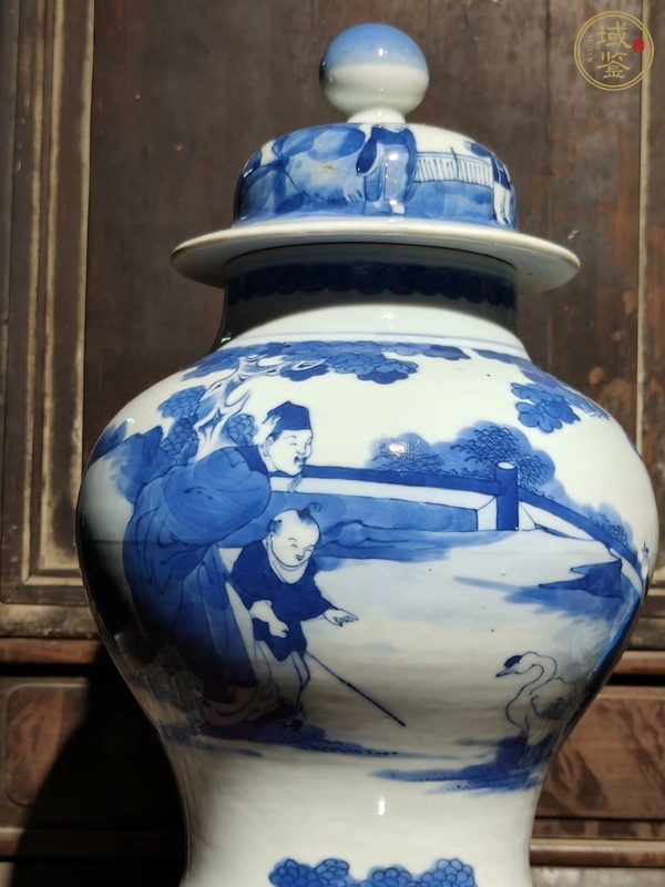 古玩右軍愛鵝青花將軍罐真品鑒賞圖