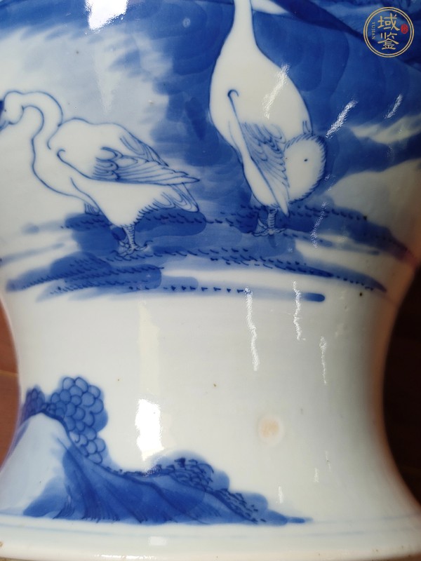古玩陶瓷右軍愛鵝青花將軍罐真品鑒賞圖