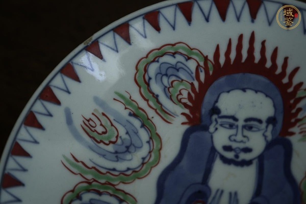 古玩陶瓷日本江戶赤繪佛教人物盤真品鑒賞圖