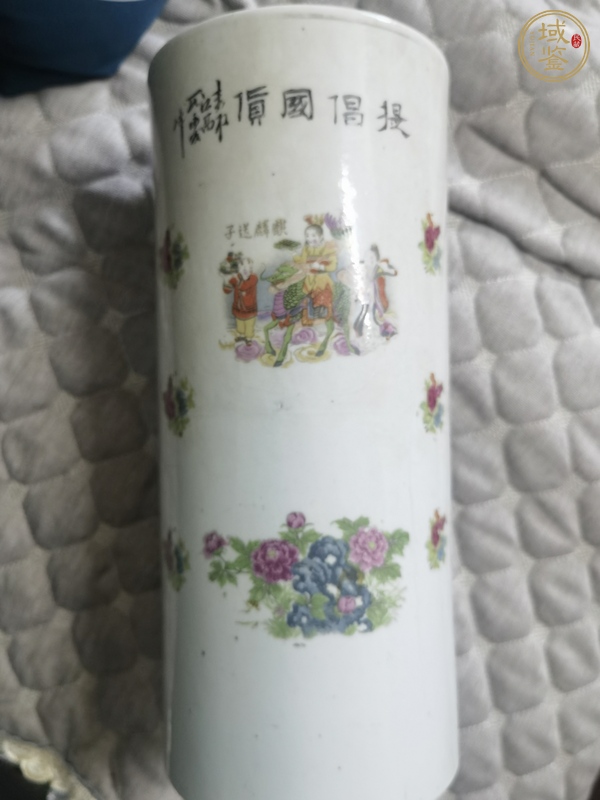 古玩民國貼花帽筒真品鑒賞圖